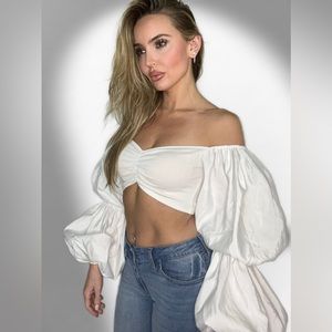 🤍 ZARA PUFFY SLEEVE TOP🤍